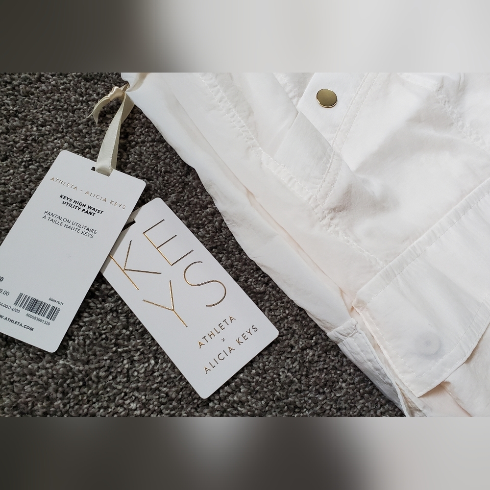 NWT Athleta + Alicia Keys High Waist Utility Pant in Magnolia White - Picture 8 of 11